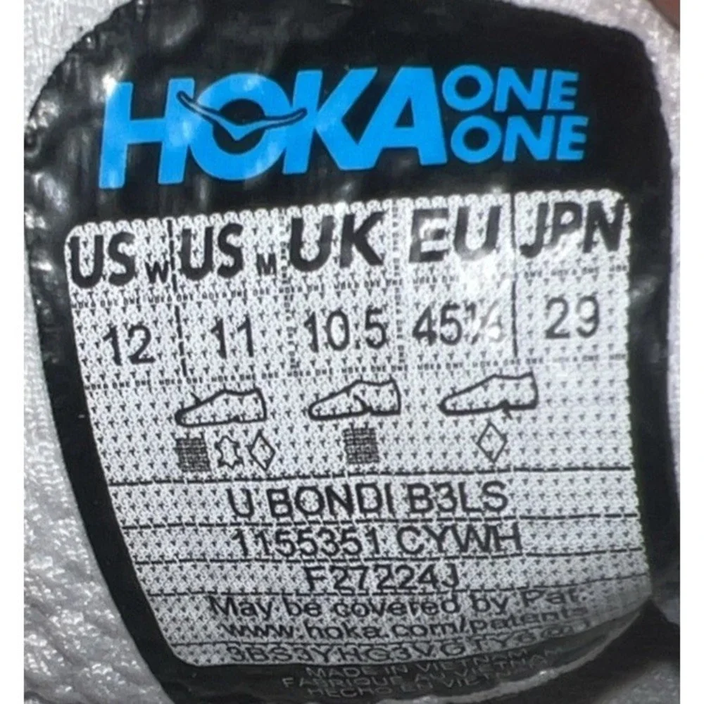 25N30/. Size 12 - Hoka One One HOKA Bondi B3LS Cosmic Grey White Size 12 W. 11 M